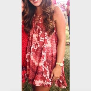 Mumu Rancho Mirage Lace Up Tunic Dress Happy Henna